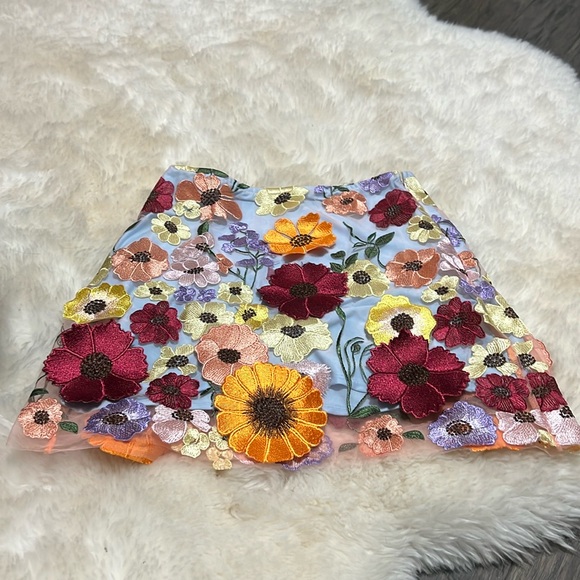 Finesse Dresses & Skirts - FINESSE embroidery Flower mini skirt new large